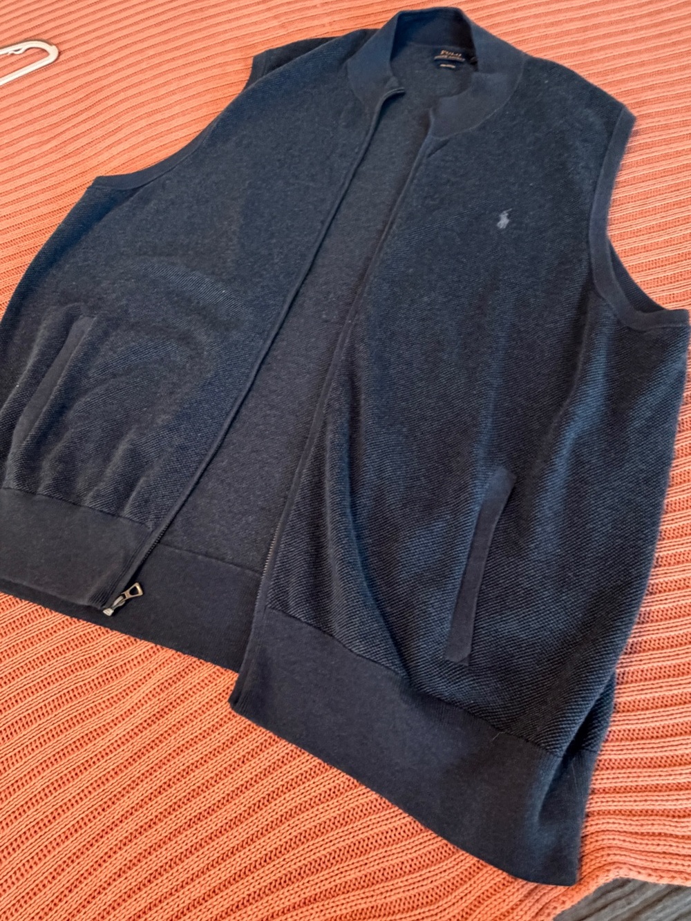 Ralph Lauren Navy Pima Cotton Knit Vest 5XB